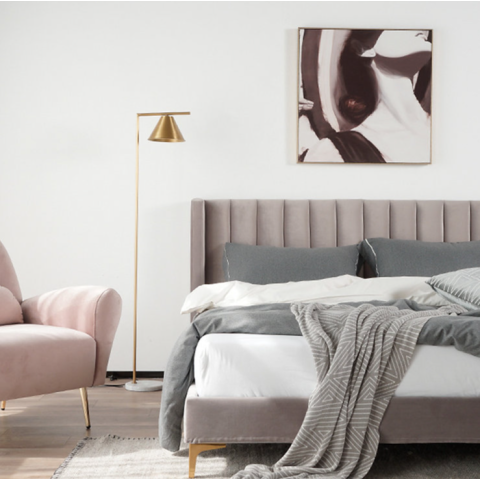 Fuurn BD9007 Velvet Beauty床架 (特大) (淺灰色)